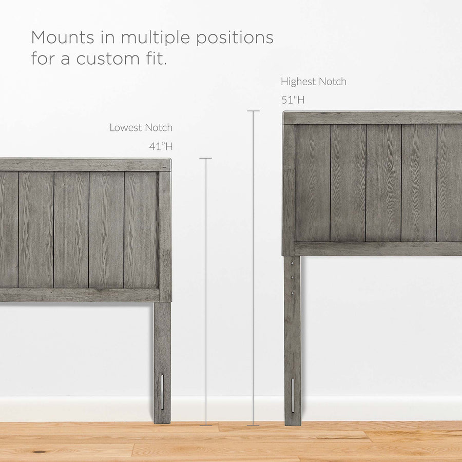 Gingham Wood King Headboard in Gray