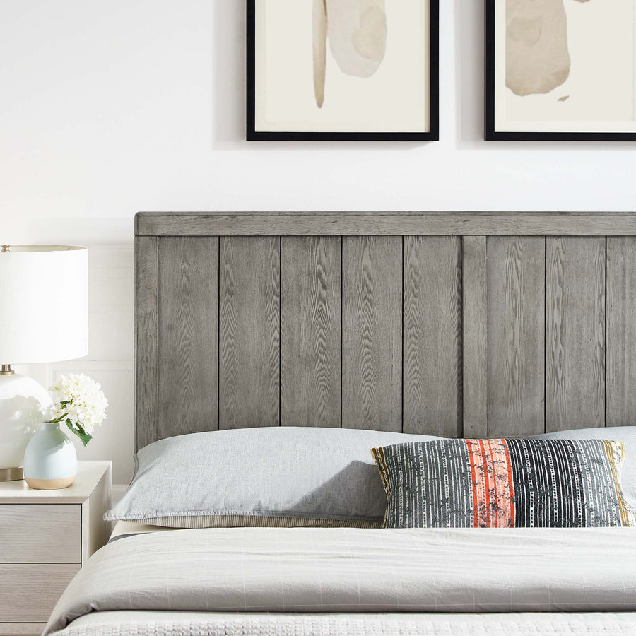 Gingham Wood King Headboard in Gray
