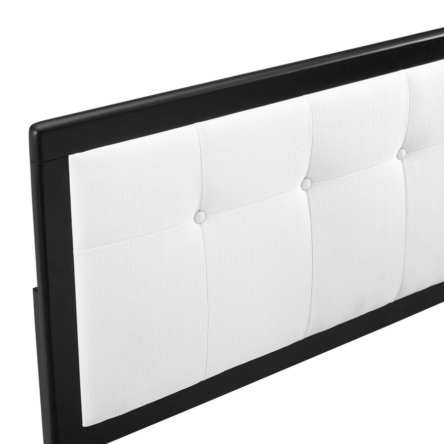 Arch Tufted Fabric and Wood Twin Headboard in Black White