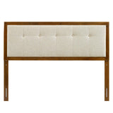 Arch Tufted Fabric and Wood Full Headboard in Walnut Beige