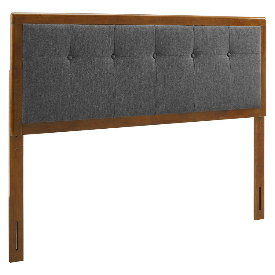 Petal Wood Full Platform Bed With Splayed Legs in Walnut Charcoal