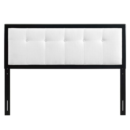 Draper Tufted Fabric and Wood Queen Headboard in Black White