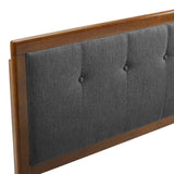 Arch Tufted Fabric and Wood Queen Headboard in Walnut Charcoal