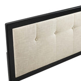 Arch Tufted Fabric and Wood King Headboard in Black Beige