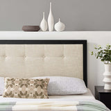 Arch Tufted Fabric and Wood King Headboard in Black Beige