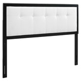 Arch Tufted Fabric and Wood King Headboard in Black White