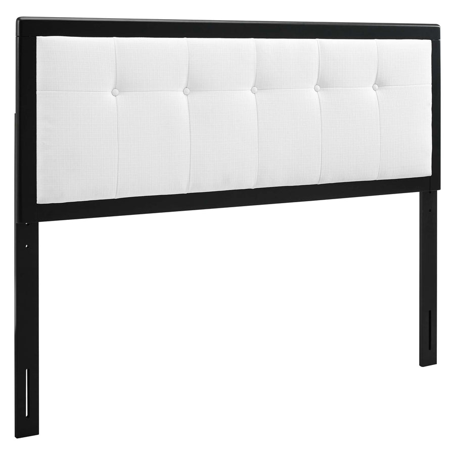 Arch Tufted Fabric and Wood King Headboard in Black White
