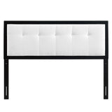 Arch Tufted Fabric and Wood King Headboard in Black White