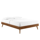 Spindle Wood Twin Platform Bed Frame in Walnut