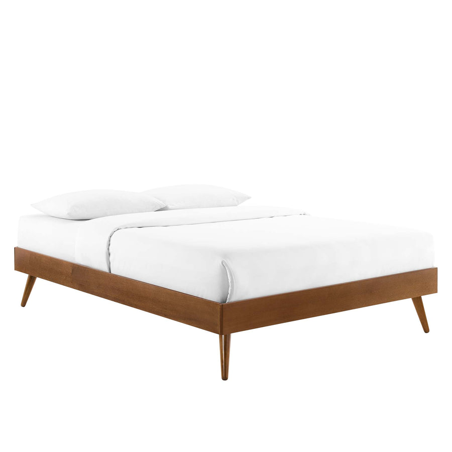 Spindle Wood Twin Platform Bed Frame in Walnut