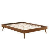 Spindle Wood Twin Platform Bed Frame in Walnut