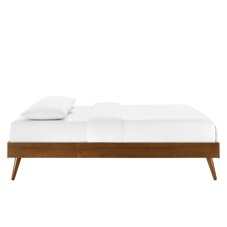 Spindle Wood Twin Platform Bed Frame in Walnut