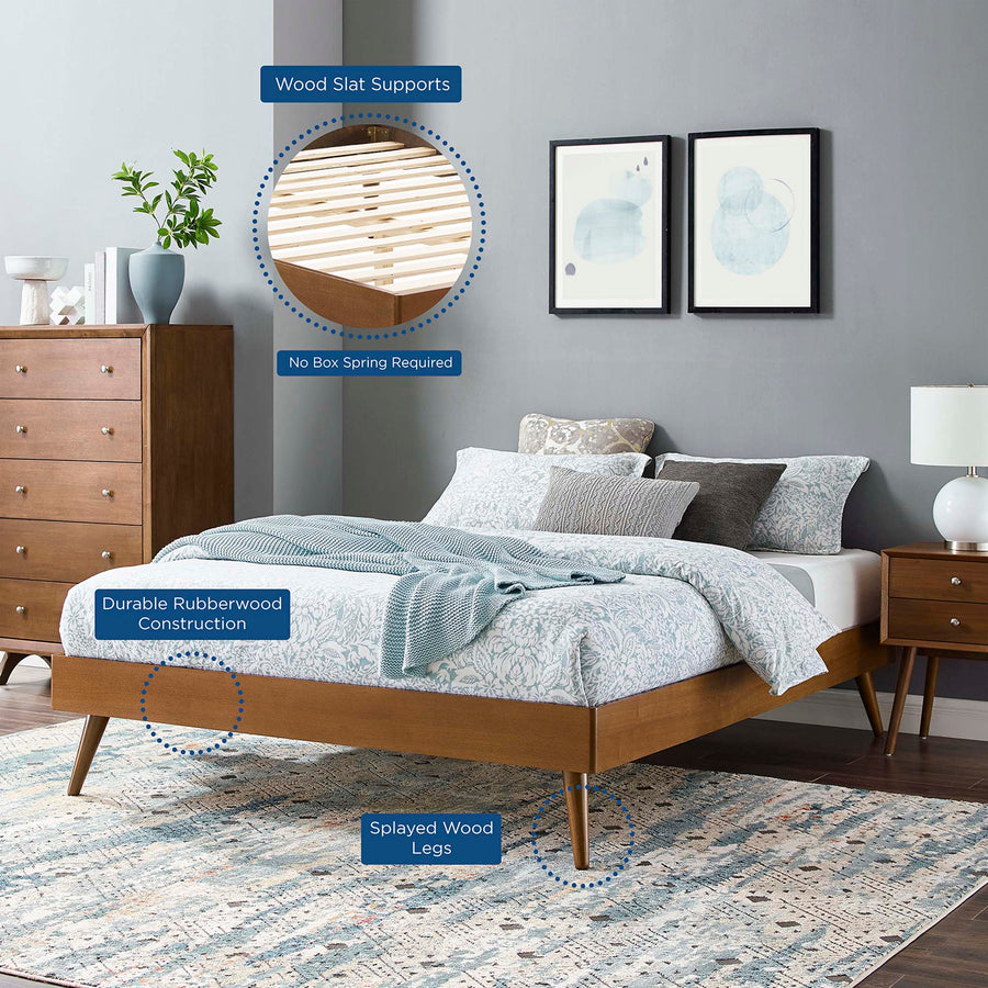Spindle Wood Twin Platform Bed Frame in Walnut