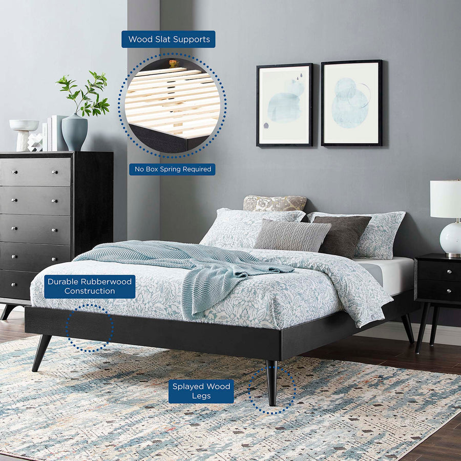 Spindle Wood Full Platform Bed Frame in Black