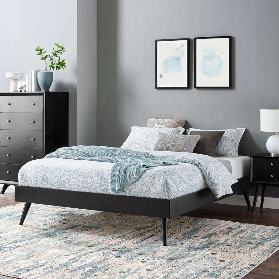 Spindle Wood Full Platform Bed Frame in Black