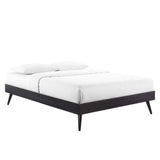 Linen Wood Queen Platform Bed With Splayed Legs in Black Beige