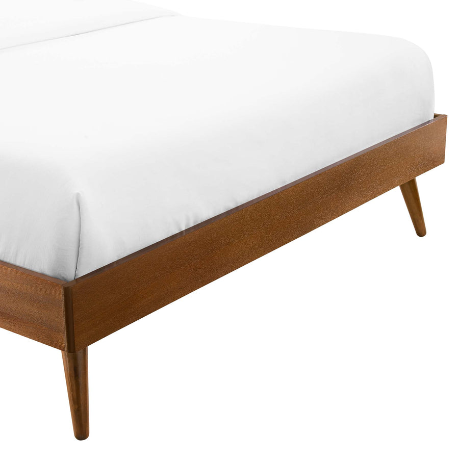 Spindle Wood Queen Platform Bed Frame in Walnut