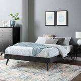 Spindle Wood King Platform Bed Frame in Black