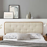 Trellis Tufted Fabric and Wood Twin Headboard in Walnut Beige