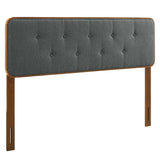 Linen Wood Twin Platform Bed With Splayed Legs in Walnut Charcoal