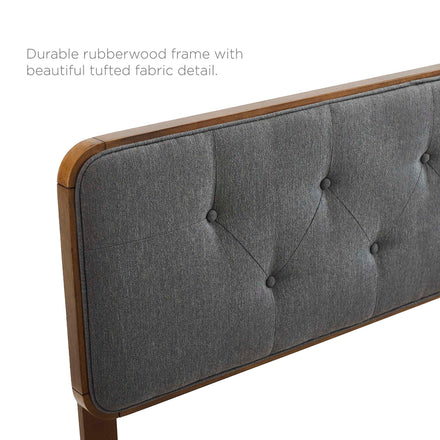 Collins Tufted Fabric and Wood Twin Headboard in Walnut Charcoal
