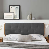 Trellis Tufted Fabric and Wood Twin Headboard in Walnut Charcoal