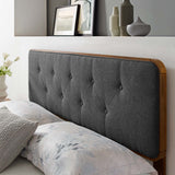 Trellis Tufted Fabric and Wood Twin Headboard in Walnut Charcoal