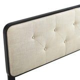 Trellis Tufted Fabric and Wood Full Headboard in Black Beige