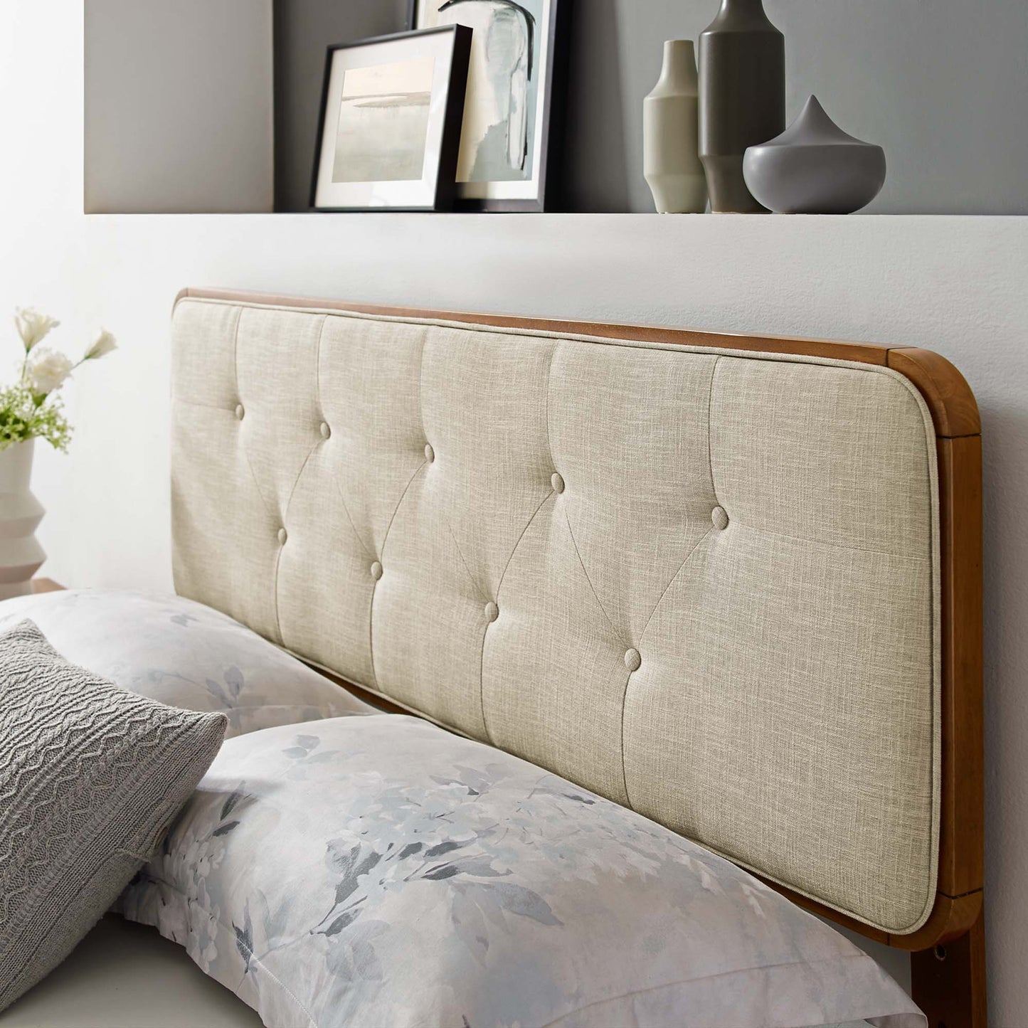 Collins Tufted Fabric and Wood Full Headboard by Furniture For America