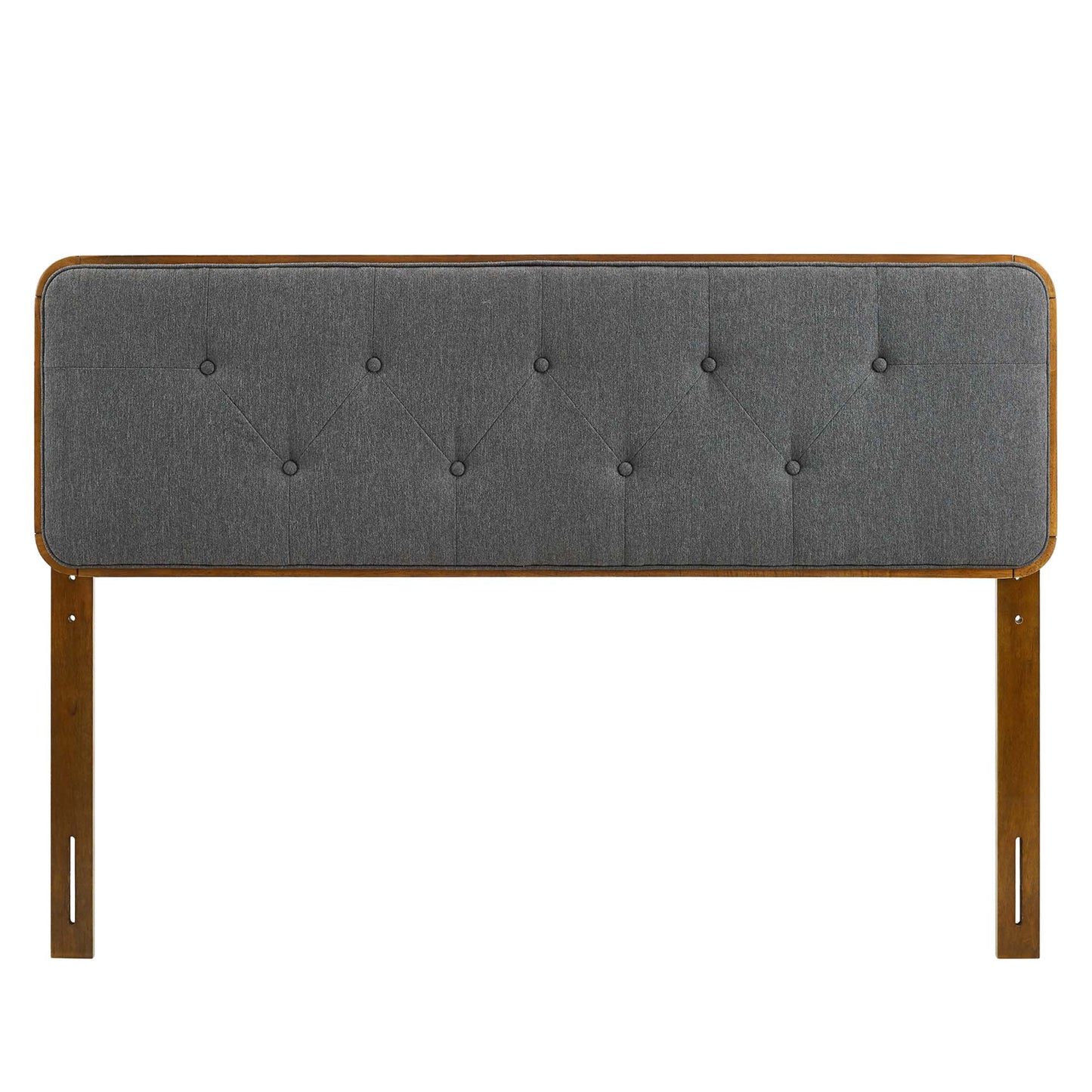 Linen Wood Queen Platform Bed With Splayed Legs in Walnut Charcoal
