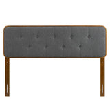 Linen Wood Queen Platform Bed With Splayed Legs in Walnut Charcoal