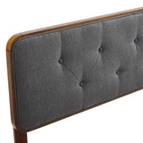 Trellis Tufted Fabric and Wood Queen Headboard in Walnut Charcoal
