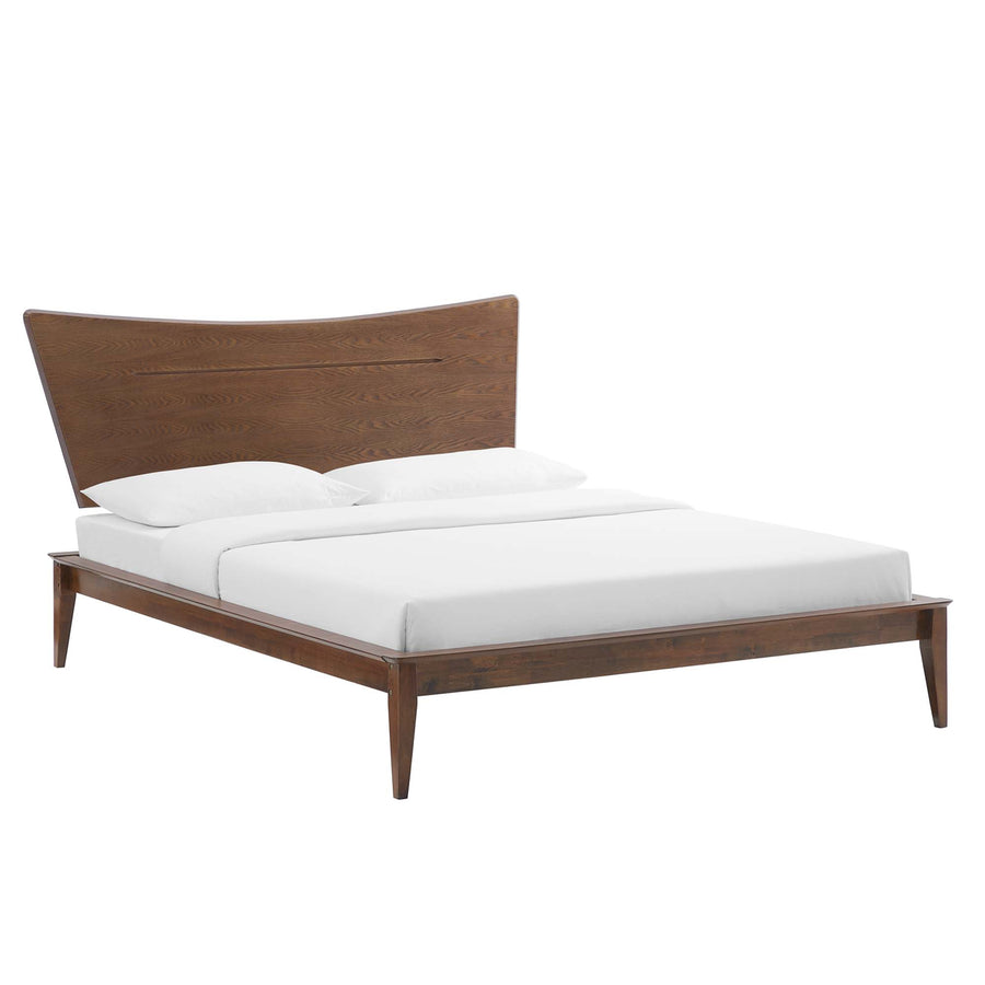 Libeccio Wood Queen Platform Bed in Walnut