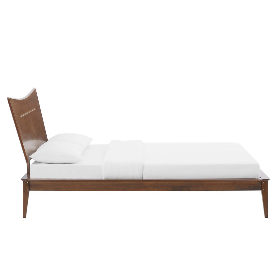 Libeccio Wood Queen Platform Bed in Walnut