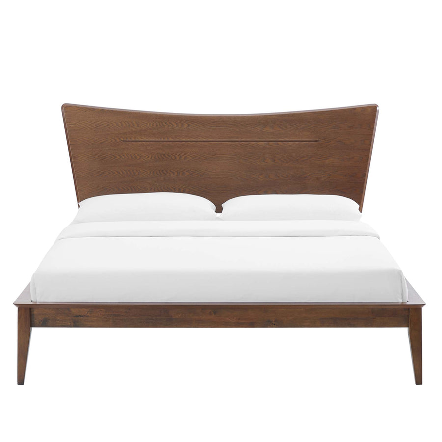 Libeccio Wood King Platform Bed in Walnut