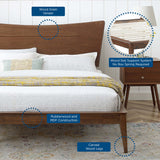 Libeccio Wood King Platform Bed in Walnut