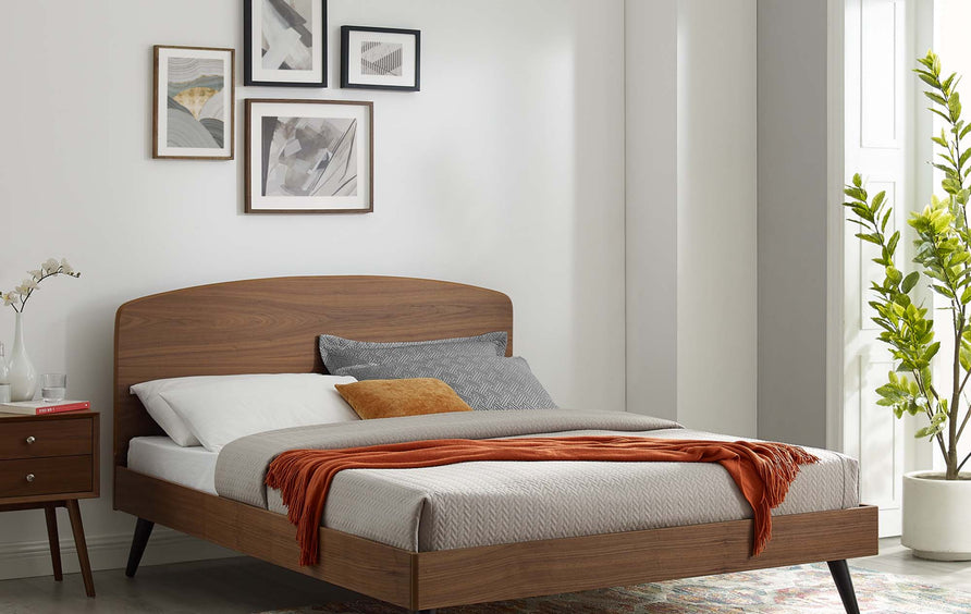 Carwyn Wood Queen Platform Bed in Walnut