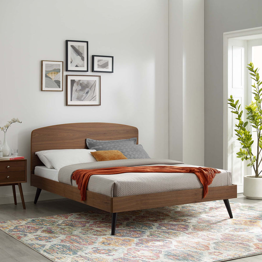 Carwyn Wood Queen Platform Bed in Walnut