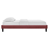 Boucle Performance Velvet Twin Platform Bed Frame in Dusty Rose