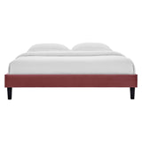 Boucle Performance Velvet Twin Platform Bed Frame in Dusty Rose