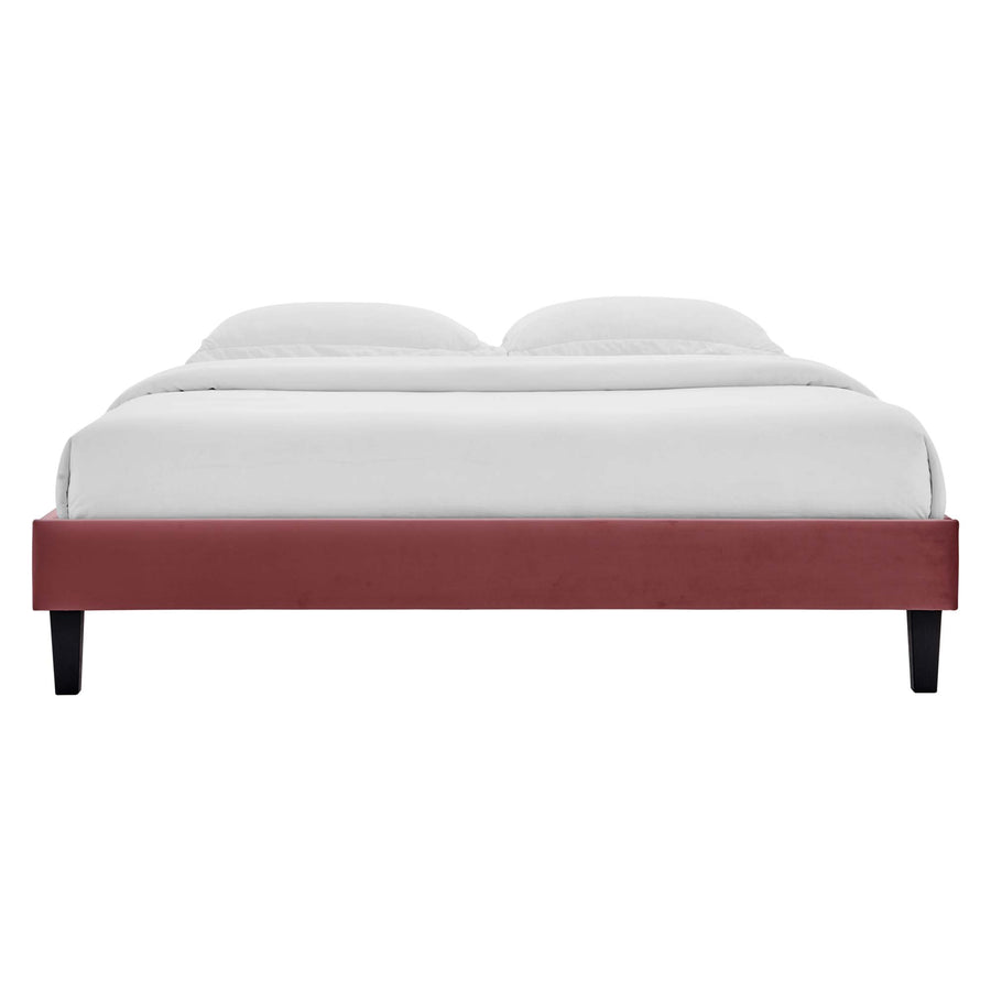 Boucle Performance Velvet Twin Platform Bed Frame in Dusty Rose