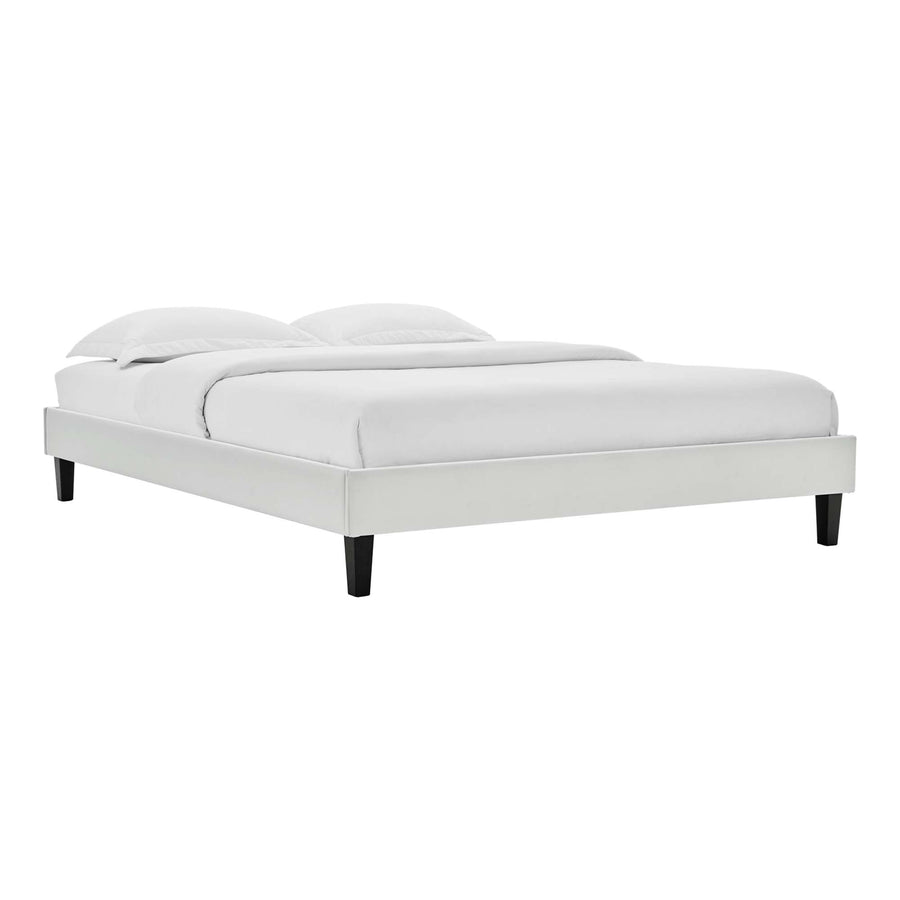Boucle Performance Velvet Twin Platform Bed Frame in Light Gray