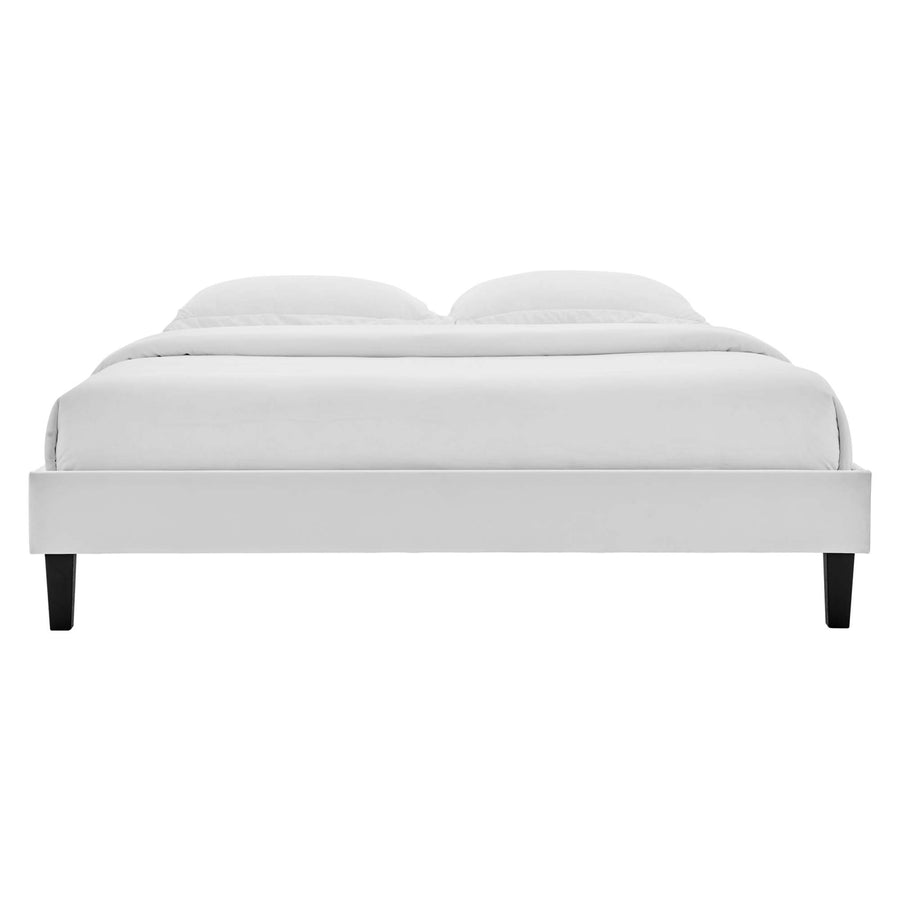 Boucle Performance Velvet Twin Platform Bed Frame in Light Gray