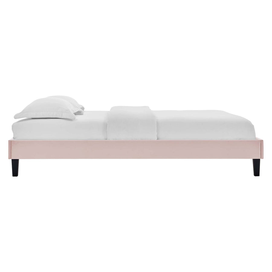 Boucle Performance Velvet Twin Platform Bed Frame in Pink
