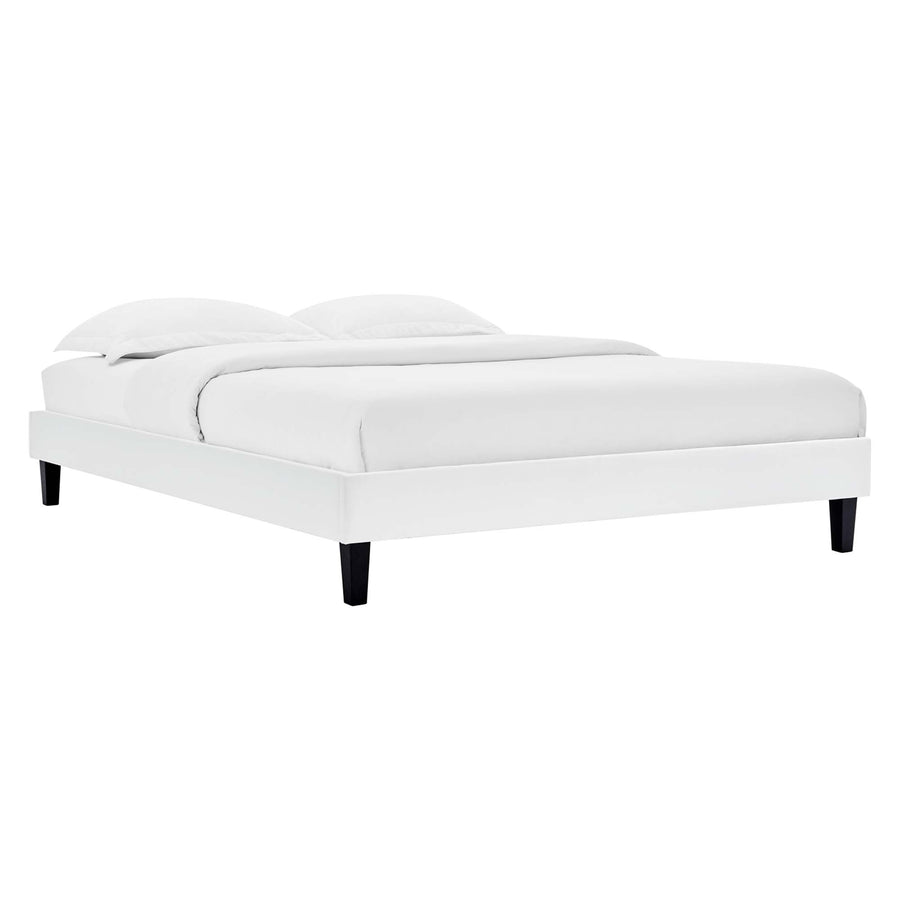 Boucle Performance Velvet Twin Platform Bed Frame in White