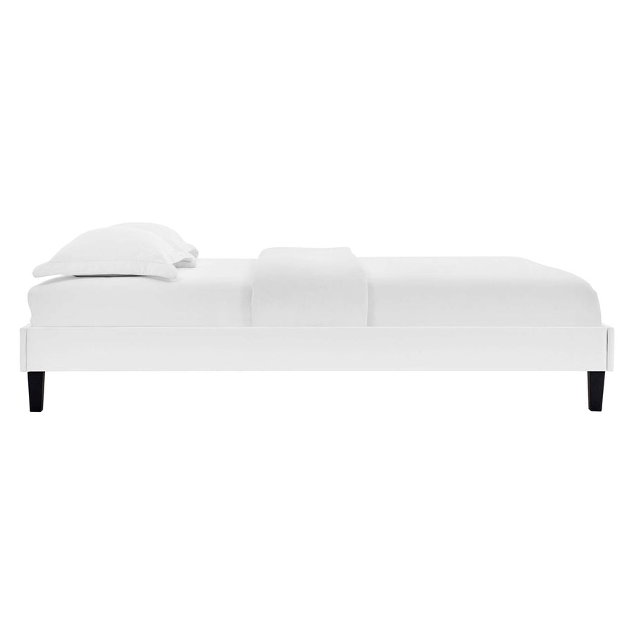 Boucle Performance Velvet Twin Platform Bed Frame in White