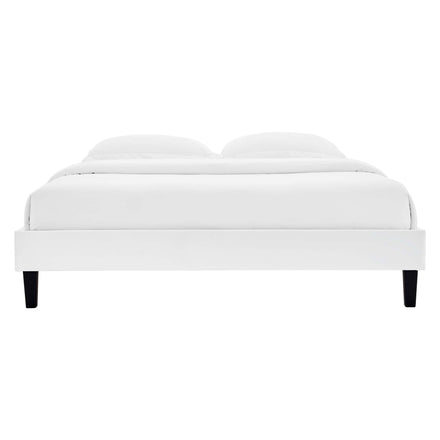 Reign Performance Velvet Twin Platform Bed Frame in White