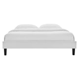Boucle Performance Velvet Full Platform Bed Frame in Light Gray