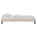 Boucle Performance Velvet Full Platform Bed Frame in Pink