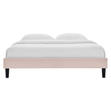 Boucle Performance Velvet Full Platform Bed Frame in Pink